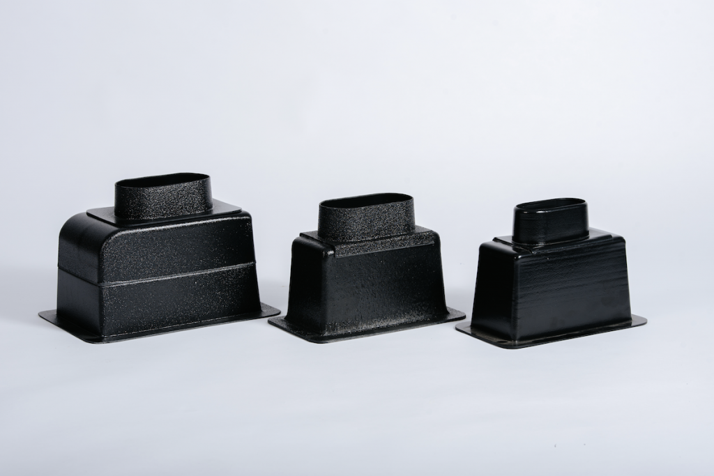 plenum box with bottom air duct connection