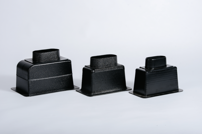 plenum box with bottom air duct connection